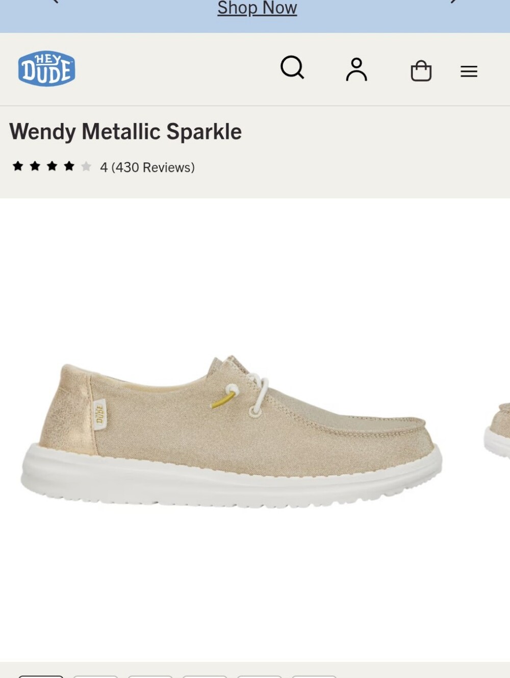 Hey Dude Wendy Metallic Gold Sparkle Slip-On Shoes/9